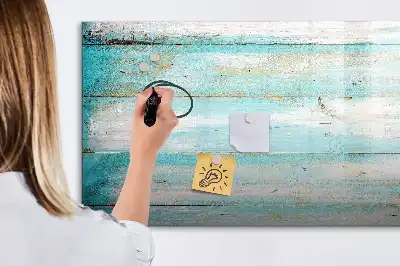 Pizarra magnética de pared en color azul con rotulador