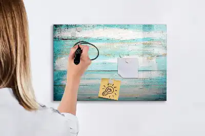 Pizarra magnética de pared en color azul con rotulador