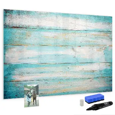 Pizarra magnética de pared en color azul con rotulador