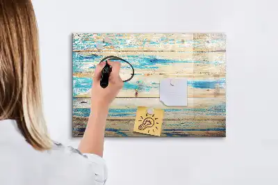 Pizarra borrable de cristal con imanes de madera rayada