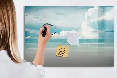 Pizarra magnética de pared diseño de paisaje marino con rotulador