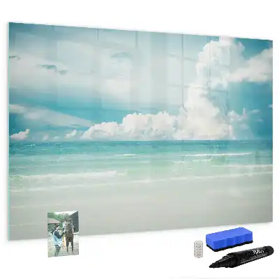 Pizarra magnética de pared diseño de paisaje marino con rotulador