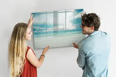 Pizarra magnética de pared diseño de paisaje marino con rotulador