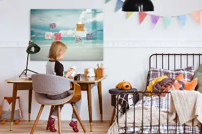 Pizarra magnética de pared diseño de paisaje marino con rotulador