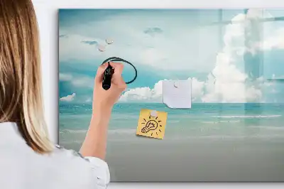 Pizarra magnética de pared diseño de paisaje marino con rotulador