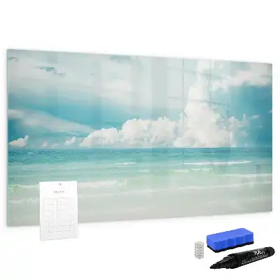 Pizarra magnética de pared diseño de paisaje marino con rotulador