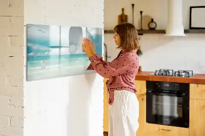 Pizarra magnética de pared diseño de paisaje marino con rotulador