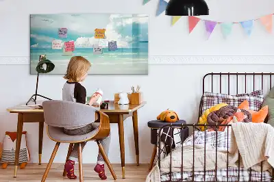 Pizarra magnética de pared diseño de paisaje marino con rotulador