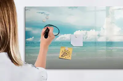 Pizarra magnética de pared diseño de paisaje marino con rotulador