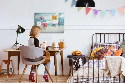 Pizarra magnética de pared diseño de paisaje marino con rotulador