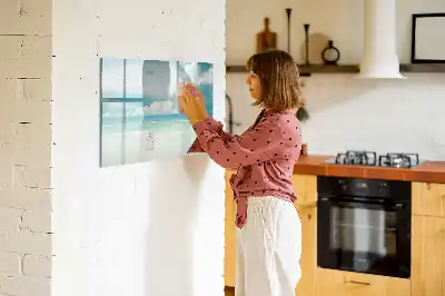 Pizarra magnética de pared diseño de paisaje marino con rotulador