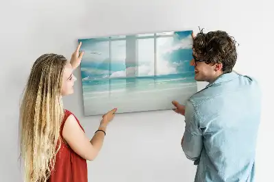 Pizarra magnética de pared diseño de paisaje marino con rotulador