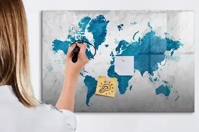 Mapa del mundo pizarra magnética de cristal borrable