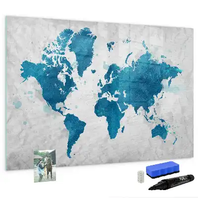 Mapa del mundo pizarra magnética de cristal borrable