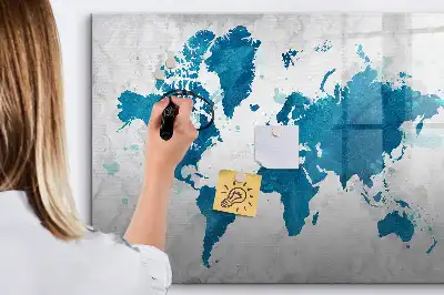Mapa del mundo pizarra magnética de cristal borrable
