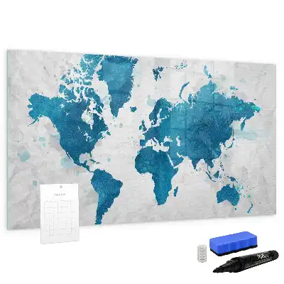 Mapa del mundo pizarra magnética de cristal borrable