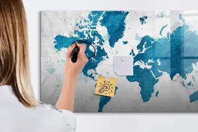 Mapa del mundo pizarra magnética de cristal borrable