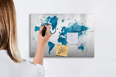 Mapa del mundo pizarra magnética de cristal borrable