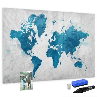 Mapa del mundo pizarra magnética de cristal borrable