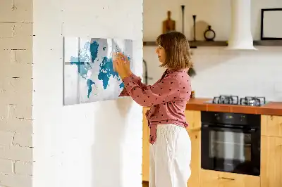 Mapa del mundo pizarra magnética de cristal borrable