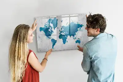 Mapa del mundo pizarra magnética de cristal borrable
