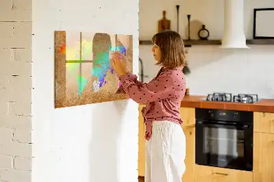 Mapa del mundo arcoíris pizarra magnética de pared con rotulador