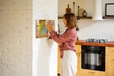 Mapa del mundo arcoíris pizarra magnética de pared con rotulador