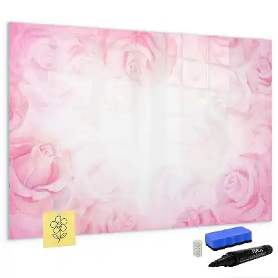 Pizarra borrable de cristal con imanes con diseño de abstracción de rosas
