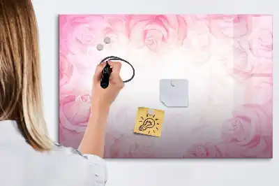 Pizarra borrable de cristal con imanes con diseño de abstracción de rosas