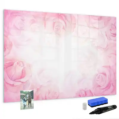 Pizarra borrable de cristal con imanes con diseño de abstracción de rosas