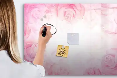 Pizarra borrable de cristal con imanes con diseño de abstracción de rosas