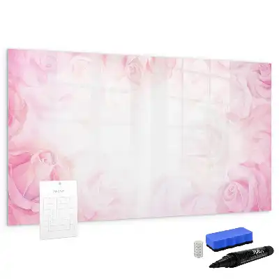 Pizarra borrable de cristal con imanes con diseño de abstracción de rosas