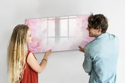 Pizarra borrable de cristal con imanes con diseño de abstracción de rosas
