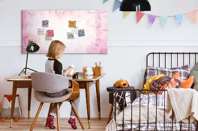 Pizarra borrable de cristal con imanes con diseño de abstracción de rosas