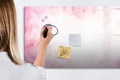 Pizarra borrable de cristal con imanes con diseño de abstracción de rosas