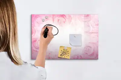 Pizarra borrable de cristal con imanes con diseño de abstracción de rosas