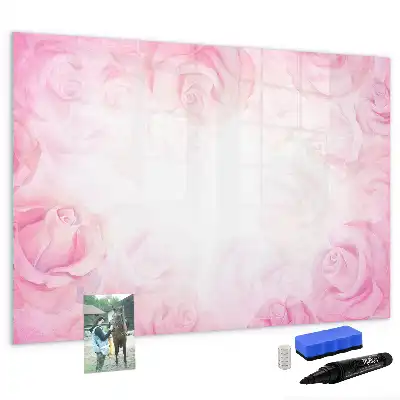Pizarra borrable de cristal con imanes con diseño de abstracción de rosas