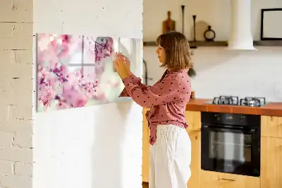 Pizarra de cristal magnética borrable diseño de flores de primavera