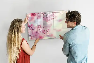 Pizarra de cristal magnética borrable diseño de flores de primavera