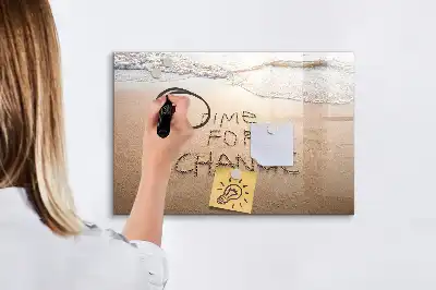Pizarra borrable de cristal con imanes diseño cita en la playa