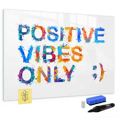 Pizarra de cristal magnética borrable con diseño de cita positiva