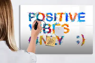 Pizarra de cristal magnética borrable con diseño de cita positiva