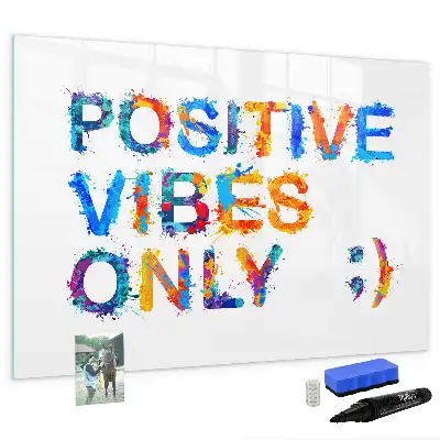 Pizarra de cristal magnética borrable con diseño de cita positiva