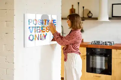 Pizarra de cristal magnética borrable con diseño de cita positiva