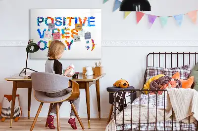 Pizarra de cristal magnética borrable con diseño de cita positiva