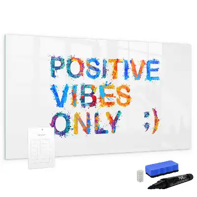 Pizarra de cristal magnética borrable con diseño de cita positiva
