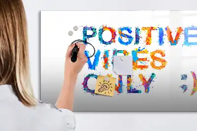 Pizarra de cristal magnética borrable con diseño de cita positiva