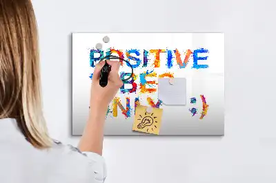 Pizarra de cristal magnética borrable con diseño de cita positiva