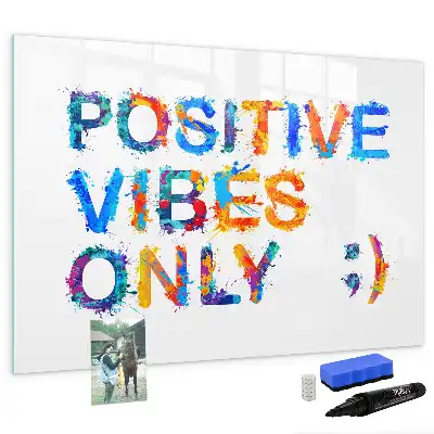 Pizarra de cristal magnética borrable con diseño de cita positiva