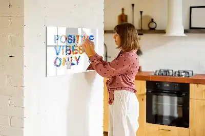 Pizarra de cristal magnética borrable con diseño de cita positiva